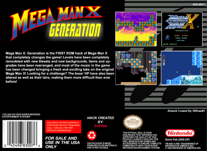 MegaMan X : Generation (Hack) — Box back